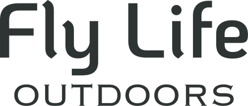 The official Fly Life Outdoors slate logo on a white background.