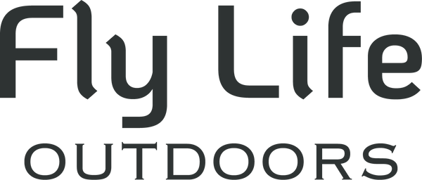 The official Fly Life Outdoors slate logo on a white background.