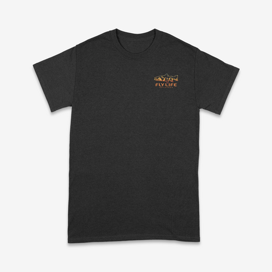 Front view of The Brookie Badge Tee in black, showing the small chest crest logo | Black