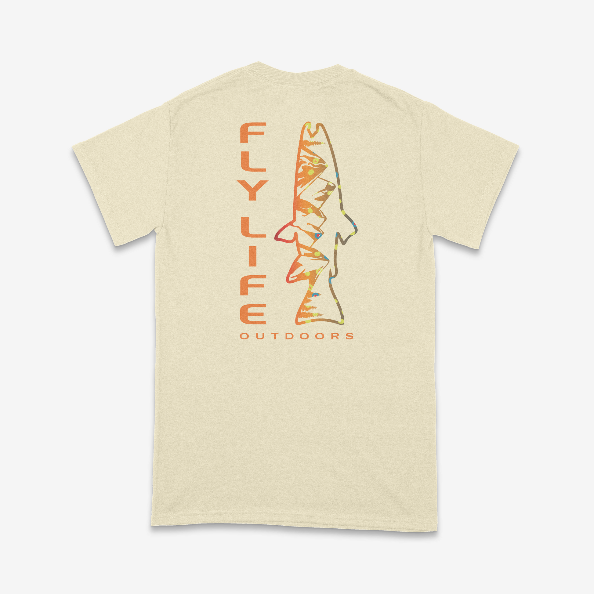 Back view of The Brookie Badge Tee in natural, showing the large design on the back | Natural