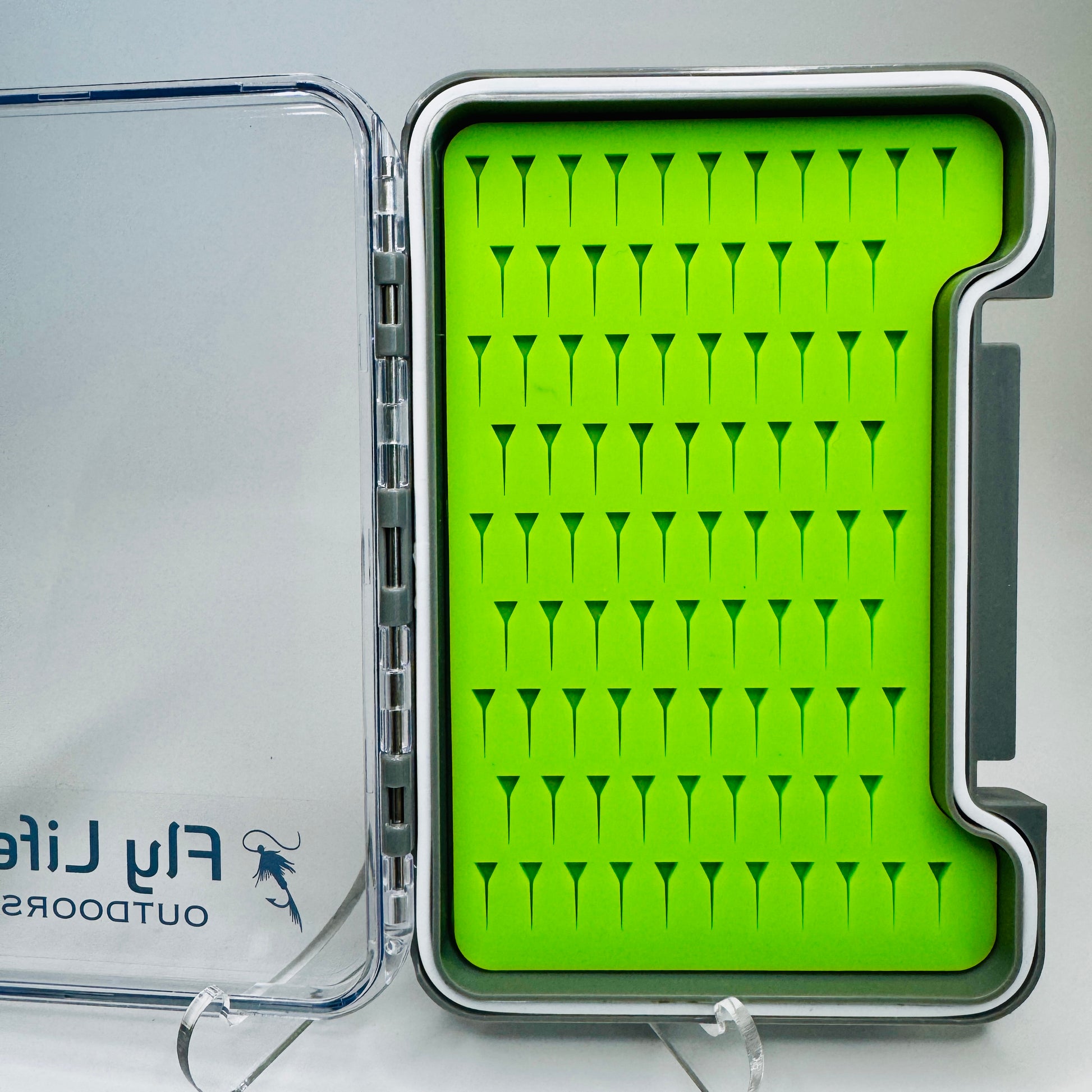 Close-up detail of the water-resistant seal on The Guardian Fly Box, designed to protect flies from the elements.