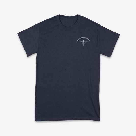 Front of The Skeleton Fly Tee in navy with a white graphic | Navy